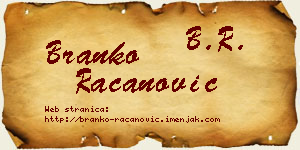 Branko Račanović vizit kartica